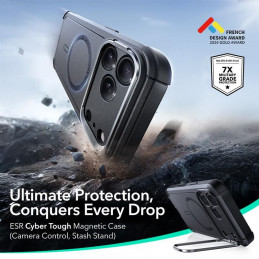 ESR „Cyber Kickstand MagSafe“ dėklas, skirtas „iPhone 17 Pro“ – juodas