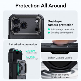 ESR „Cyber Kickstand MagSafe“ dėklas, skirtas „iPhone 17 Pro Max“ – juodas