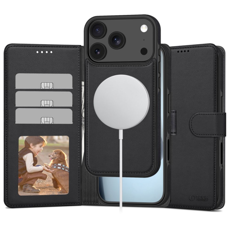 „Tech-Protect Wallet“ „MagSafe“ dėklas, skirtas „iPhone 17 Pro“ – matinės juodos spalvos