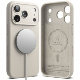 „Ringke“ silikoninis magnetinis „MagSafe“ dėklas, skirtas „iPhone 17 Pro Max“ – smėlio spalvos