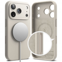 „Ringke“ silikoninis magnetinis „MagSafe“ dėklas, skirtas „iPhone 17 Pro Max“ – smėlio spalvos