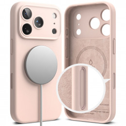 „Ringke“ silikoninis magnetinis „MagSafe“ dėklas, skirtas „iPhone 17 Pro Max“ – rožinis