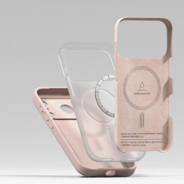 „Ringke“ silikoninis magnetinis „MagSafe“ dėklas, skirtas „iPhone 17 Pro Max“ – rožinis