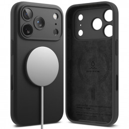 „Ringke“ silikoninis magnetinis „MagSafe“ dėklas, skirtas „iPhone 17 Pro“ – juodas