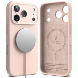 „Ringke“ silikoninis magnetinis „MagSafe“ dėklas, skirtas „iPhone 17 Pro“ – rožinis