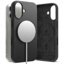 „Ringke“ silikoninis magnetinis „MagSafe“ dėklas, skirtas „iPhone 17“ – juodas