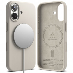 „Ringke“ silikoninis magnetinis „MagSafe“ dėklas, skirtas „iPhone 17“ – smėlio spalvos
