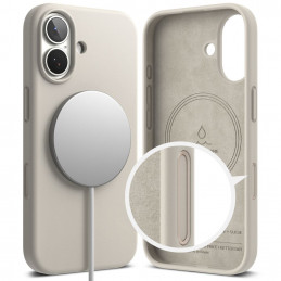 „Ringke“ silikoninis magnetinis „MagSafe“ dėklas, skirtas „iPhone 17“ – smėlio spalvos
