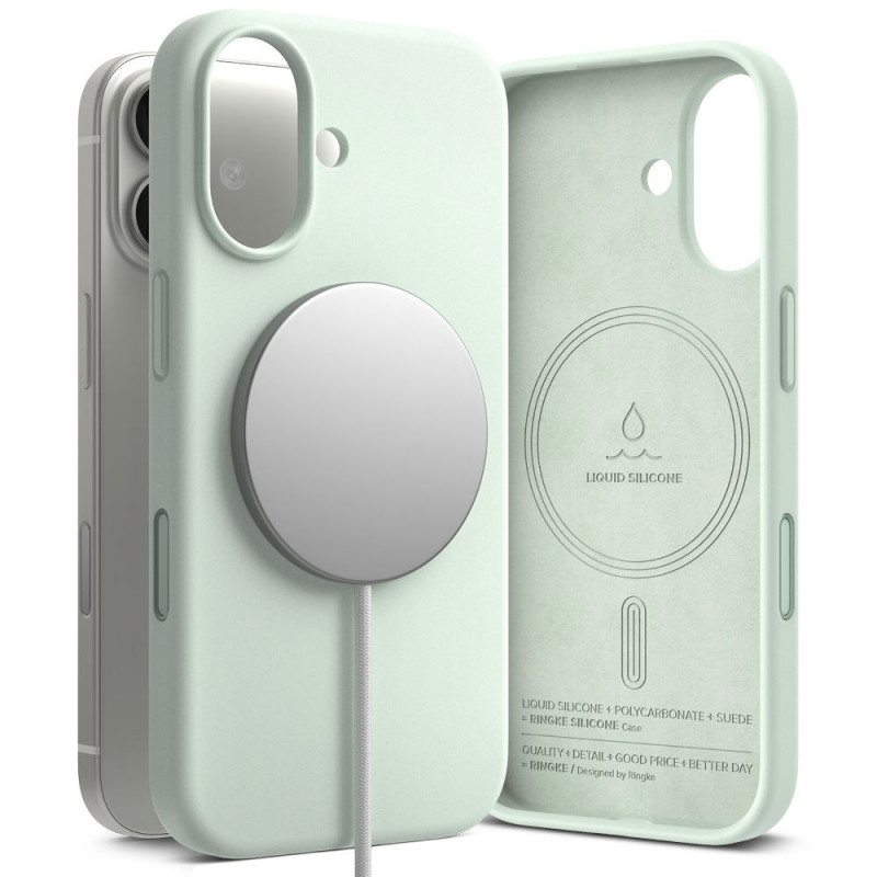 „Ringke“ silikoninis magnetinis „MagSafe“ dėklas, skirtas „iPhone 17 Pro“ – mėtinis
