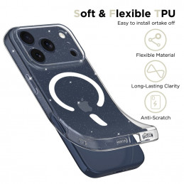 „Tech-Protect FlexAir MagSafe“ dėklas, skirtas „iPhone 17 Pro“ – skaidrus blizgučiais