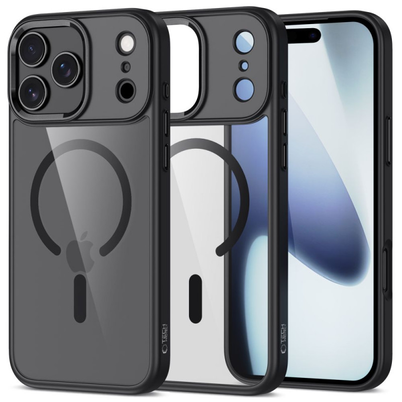 „Tech-Protect MagMat MagSafe“ dėklas, skirtas „iPhone 17 Pro“ – skaidriai juodas