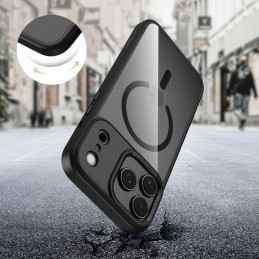 „Tech-Protect MagMat MagSafe“ dėklas, skirtas „iPhone 17 Pro Max“ – skaidriai juodas