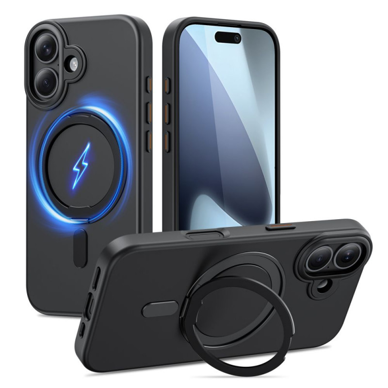 „Tech-Protect MagRing MagSafe“ dėklas, skirtas „iPhone 17“ – matinės juodos spalvos
