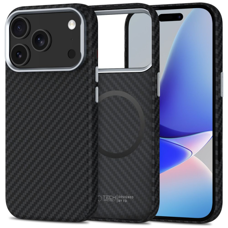 „Tech-Protect Ion Carbon MagSafe“ dėklas, skirtas „iPhone 17 Pro Max“ – pilkas / juodas