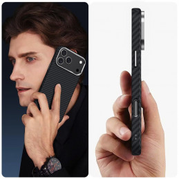„Tech-Protect Ion Carbon MagSafe“ dėklas, skirtas „iPhone 17 Pro Max“ – pilkas / juodas
