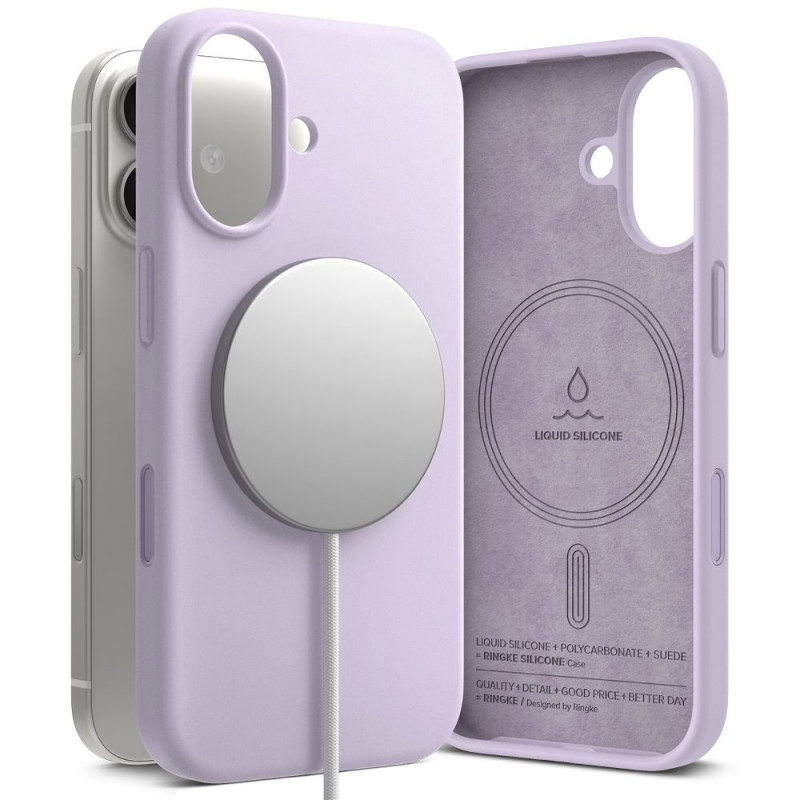 „Ringke“ silikoninis magnetinis „MagSafe“ dėklas, skirtas „iPhone 17“ – violetinis
