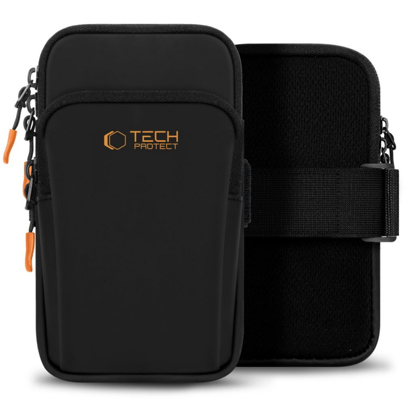 „Tech-Protect M7“ universalus sportinis apyrankės dėklas – juodas ir oranžinis