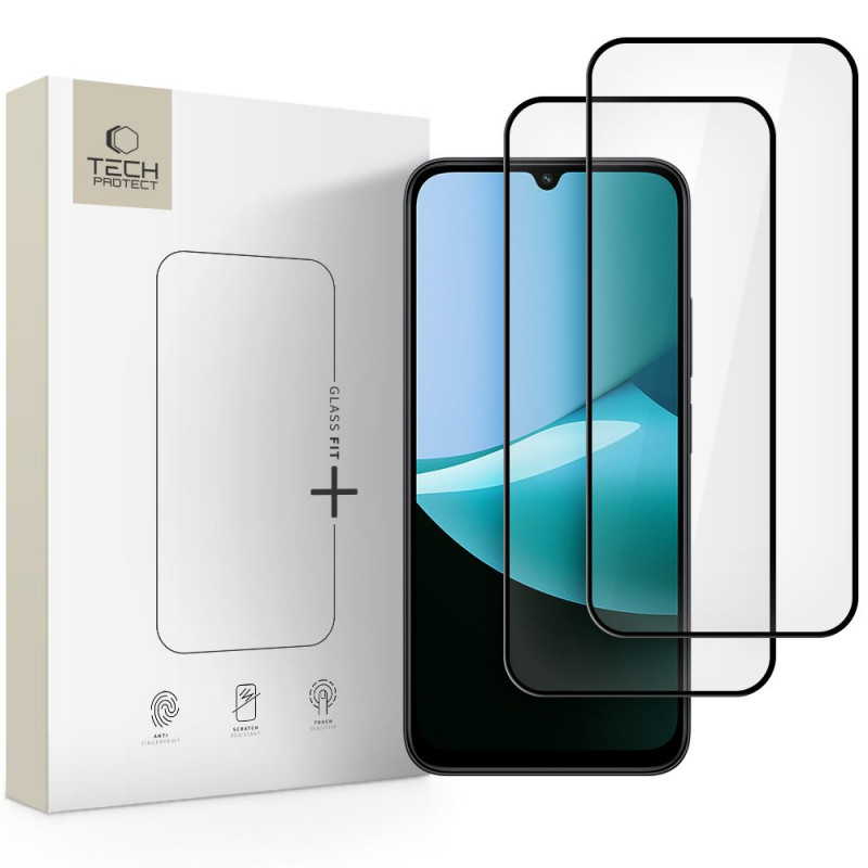 „Tech-Protect Glass Fit+“ 2 grūdinto stiklo paketas „Xiaomi Redmi 15C“ / „Poco C85“ - juodas