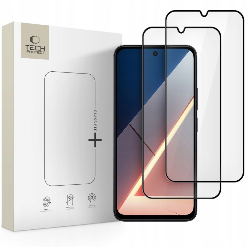 „Tech-Protect Glass Fit+“ grūdinto stiklo paketas, skirtas „Xiaomi Poco M7“ - juodas