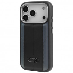 Audi A6 sintetinės odos „MagSafe“ dėklas, skirtas „iPhone 17 Pro“ – juodas