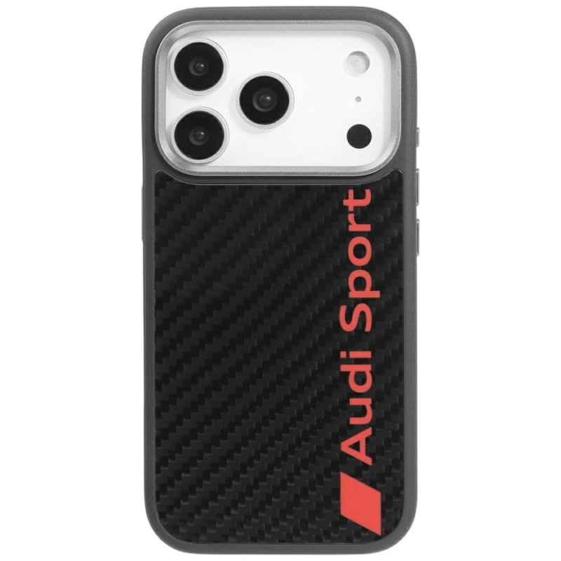 „Audi R8“ anglies pluošto „MagSafe“ dėklas, skirtas „iPhone 17 Pro“ – juodas