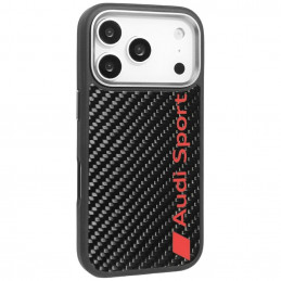 „Audi R8“ anglies pluošto „MagSafe“ dėklas, skirtas „iPhone 17 Pro“ – juodas