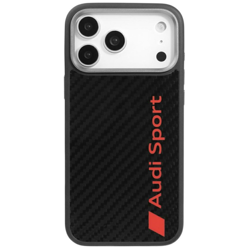 „Audi R8“ anglies pluošto „MagSafe“ dėklas, skirtas „iPhone 17 Pro Max“ – juodas
