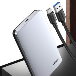 Ugreen CM300 70498 skyrelis 2,5 colio SATA 3.0 6Gbps kietajam diskui – pilkas + USB-C – USB-A laidas 0,5 m