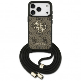 „Guess 4G Big Logo Cord Stap“ dėklas per petį, skirtas „iPhone 17 Pro“ – rudas