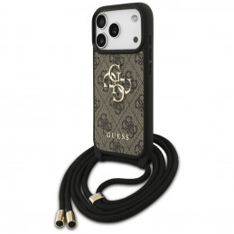 „Guess 4G Big Logo Cord Stap“ dėklas per petį, skirtas „iPhone 17 Pro“ – rudas
