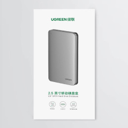 Ugreen CM300 70498 skyrelis 2,5 colio SATA 3.0 6Gbps kietajam diskui – pilkas + USB-C – USB-A laidas 0,5 m