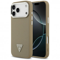 „Guess“ grūdėto trikampio logotipo „MagSafe“ dėklas, skirtas „iPhone 17 Pro“ – rudas