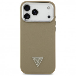 „Guess“ grūdėto trikampio logotipo „MagSafe“ dėklas, skirtas „iPhone 17 Pro“ – rudas