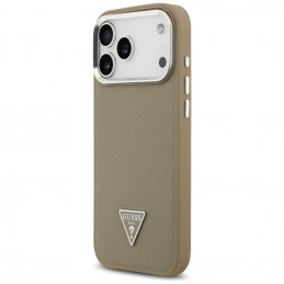 „Guess“ grūdėto trikampio logotipo „MagSafe“ dėklas, skirtas „iPhone 17 Pro Max“ – rudas
