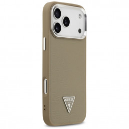 „Guess“ grūdėto trikampio logotipo „MagSafe“ dėklas, skirtas „iPhone 17 Pro Max“ – rudas