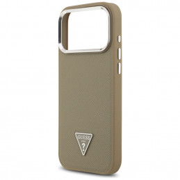 „Guess“ grūdėto trikampio logotipo „MagSafe“ dėklas, skirtas „iPhone 17 Pro Max“ – rudas