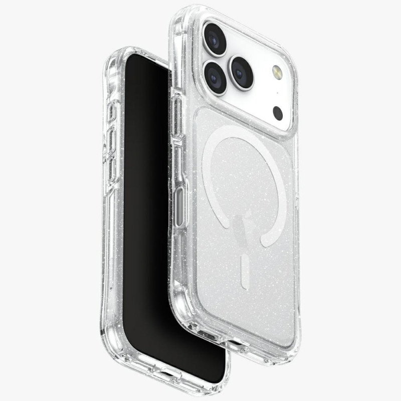 UNIQ LifePro Xtreme Magclick įkrovimo dėklas, skirtas iPhone 17 Pro – skaidrus ir blizgantis