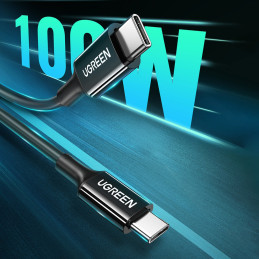 Ugreen C tipo USB kabelis (vyriškas) iki C tipo (vyriškas) 1 m baltas (US300)