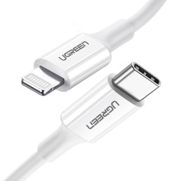 Ugreen MFi kabelis USB Type C – Lightning 20W 3A 0,25 m baltas (US171)