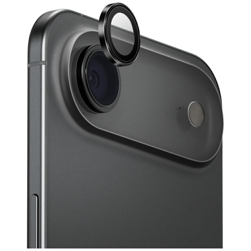 UNIQ Optix aliuminio kameros objektyvo apsauga iPhone 17 Air su aplikatoriumi – juoda