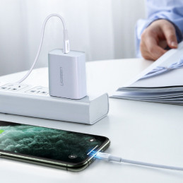 Ugreen MFi kabelis USB Type C – Lightning 20W 3A 0,25 m baltas (US171)