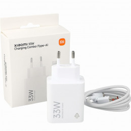 „Xiaomi MDY-16-EF“ 1xUSB-A 33W sieninis įkroviklis su 3A USB-C laidu - baltas