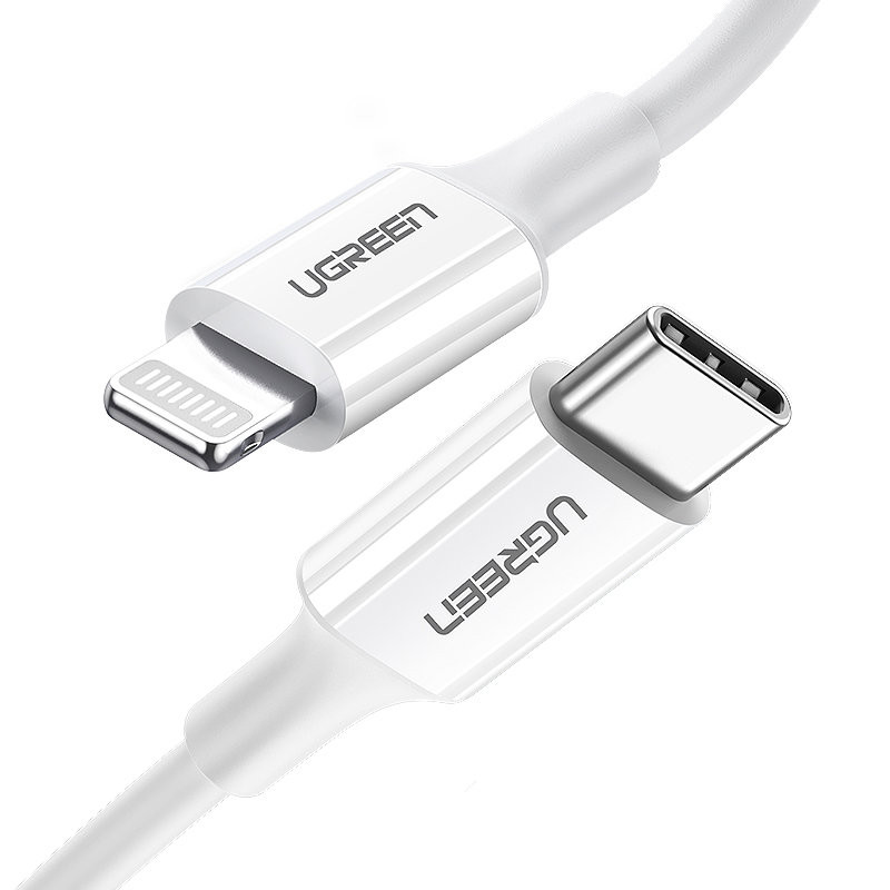 Ugreen US171 Lightning – USB-C MFi PD laidas 20W 3A 480Mb/ s 0,5m – baltas
