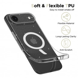 „Tech-Protect FlexAir MagSafe“ dėklas, skirtas „iPhone 17 Air“ – skaidrus blizgučiais