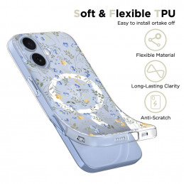 „Tech-Protect FlexAir MagSafe“ dėklas, skirtas „iPhone 17“ – ramunės su lapais