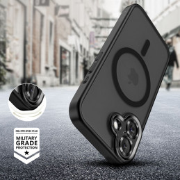 „Tech-Protect MagCam MagSafe“ dėklas, skirtas „iPhone 17“ – matinės juodos spalvos
