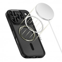 „Tech-Protect MagCam MagSafe“ dėklas, skirtas „iPhone 17 Pro“ – matinės juodos spalvos