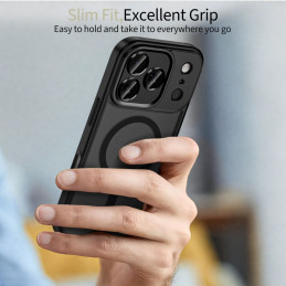 „Tech-Protect MagCam MagSafe“ dėklas, skirtas „iPhone 17 Pro“ – matinės juodos spalvos