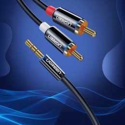 Ugreen AV116 10590 garso mini lizdo kabelis 3,5 mm (vyriškas) / 2RCA (vyras) 3 m - juodas