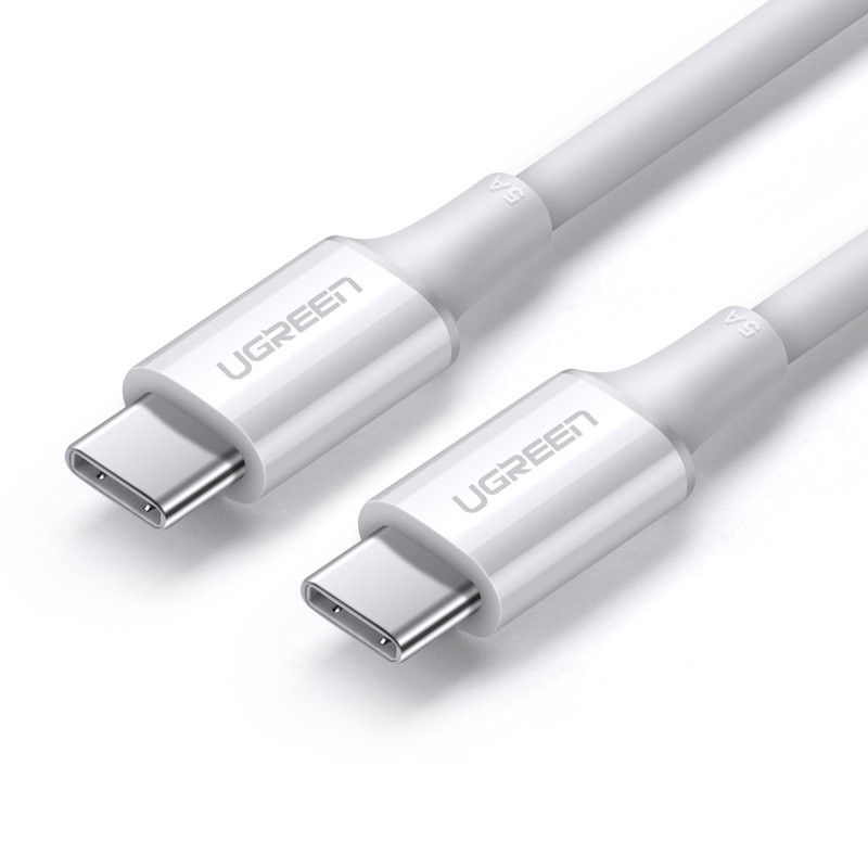 Ugreen US300 USB-C – USB-C PD QC FCP kabelis 100W 5A 480Mb/ s 2m – baltas